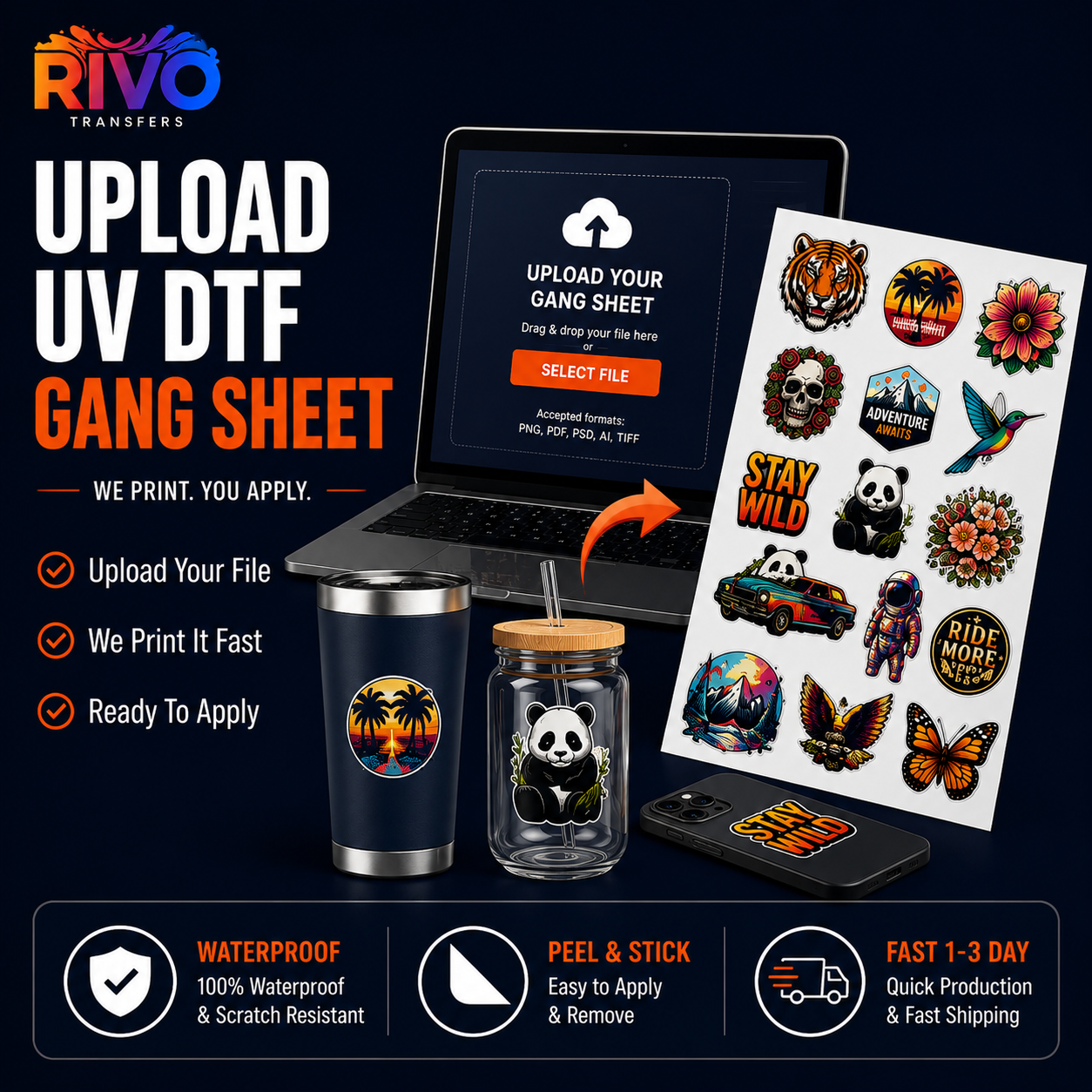 UV DTF 3D Stickers Gang Sheet Builder